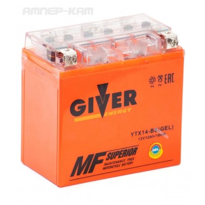 Аккумулятор GIVER ENERGY 12V/12Ач (YTX14-BS) GEL