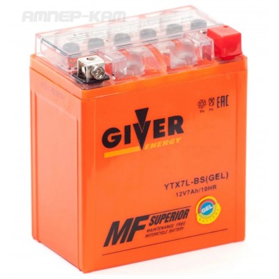 Аккумулятор GIVER ENERGY 12V/7Ач (YTX7L-BS) GEL