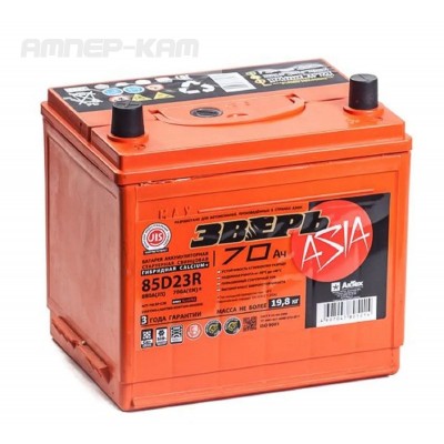 Аккумулятор ЗВЕРЬ Asia 6СТ-70.1 LЗУ (85D23R)