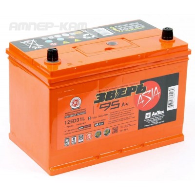 Аккумулятор ЗВЕРЬ Asia 6СТ-95.0 LЗУ (125D31L)